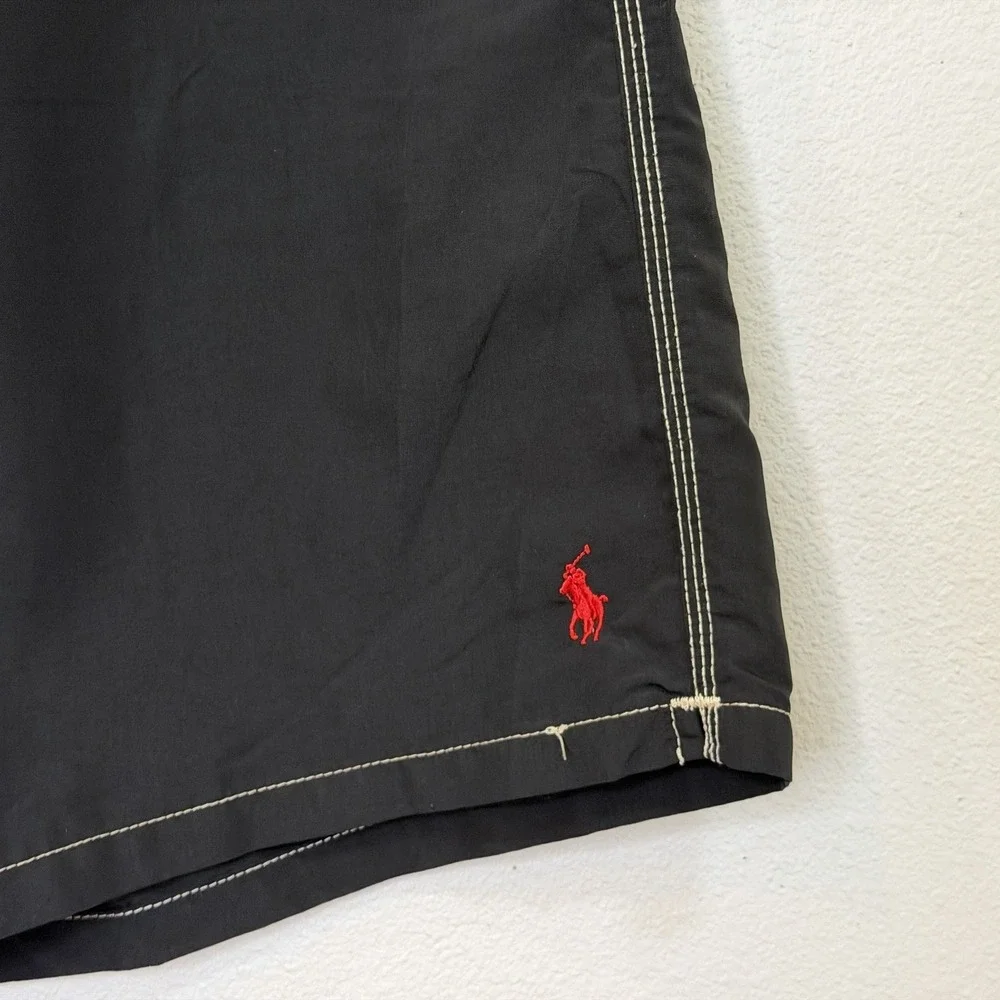 Polo Ralph‎ Lauren Swim Trunks Mens Sz Large Black Cargo Pocket Preppy READ